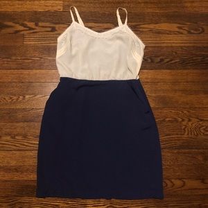 Color Block Dress (Navy and Cream)
